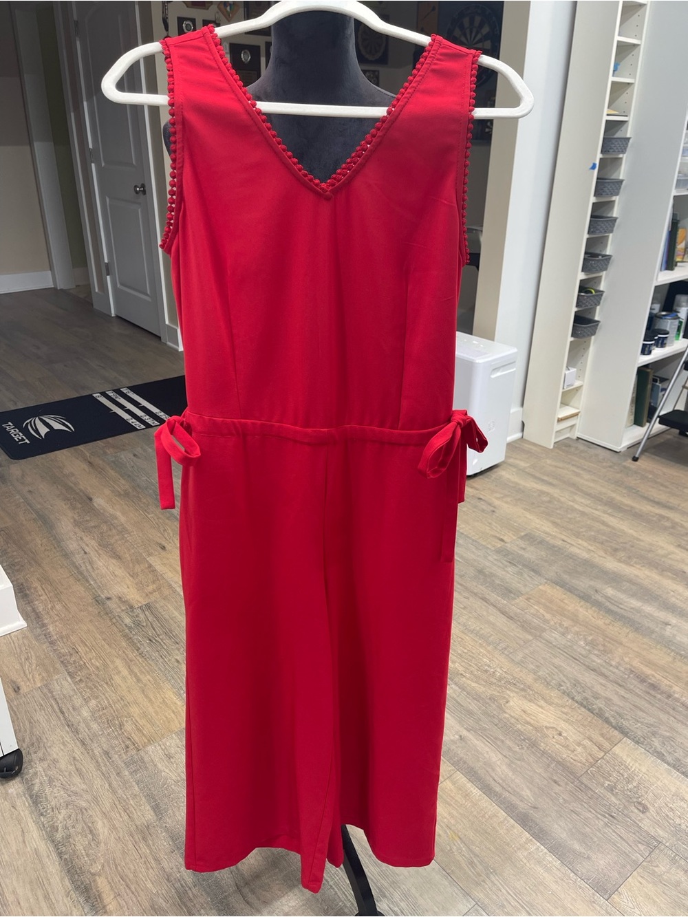 Carolina Belle Red Sleeveless V-Neck Jumpsuit